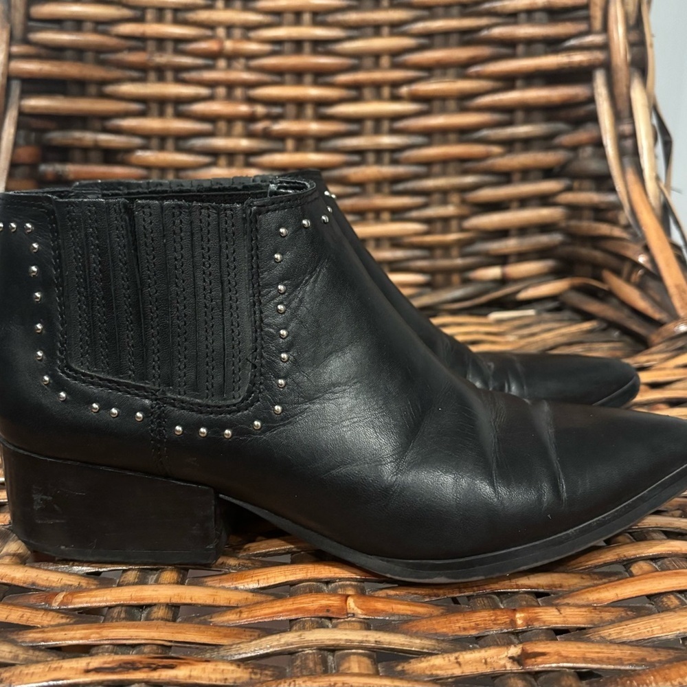 Marc Fisher Black Ankle Boots with Stud Accents
